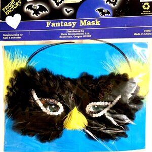 Fright Factory Fantasy Mask With Feathers Sequins Adult Masquerade Cosplay